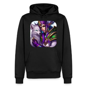 Stolze Fantasy Elfenkriegerin - Männer Premium Bio Hoodie - Schwarz - Vorne - Nico (187cm)