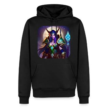 Stolze Fantasy Elfenkriegerin - Männer Premium Bio Hoodie - Schwarz - Vorne - Nico (187cm)