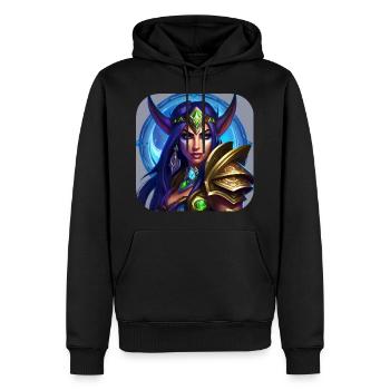Stolze Fantasy Elfenkriegerin - Männer Premium Bio Hoodie - Schwarz - Vorne - Nico (187cm)