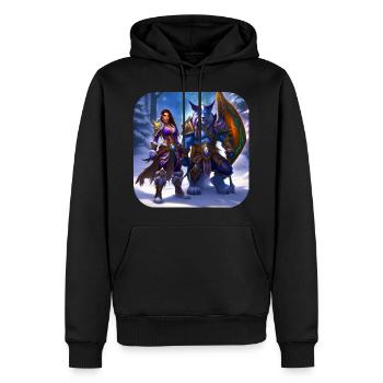 Stolze Fantasy Elfenkriegerin - Männer Premium Bio Hoodie - Schwarz - Vorne - Nico (187cm)