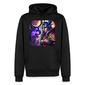 Stolze Fantasy Elfenkriegerin - Männer Premium Bio Hoodie - Schwarz - Vorne - Nico (187cm)