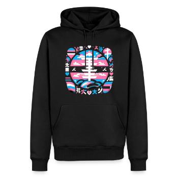 Neo-Tokio-Pop-Wellen - Männer Premium Bio Hoodie - Schwarz - Vorne - Nico (187cm)