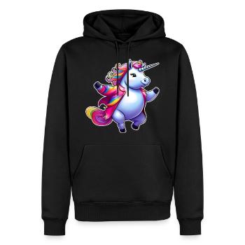 Niedliches tanzendes dickes Einhorn - Männer Premium Bio Hoodie - Schwarz - Vorne - Nico (187cm)
