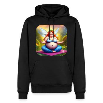 Dicke niedliche Yoga Fee in Buddha Position - Männer Premium Bio Hoodie - Schwarz - Vorne - Nico (187cm)