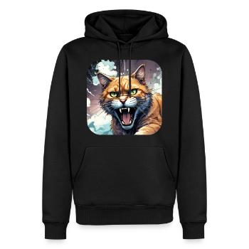 Wild Cat - Men’s Premium Organic Hoodie - black - Front - Nico (187cm)