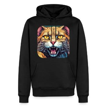 Wild Cat - Men’s Premium Organic Hoodie - black - Front - Nico (187cm)