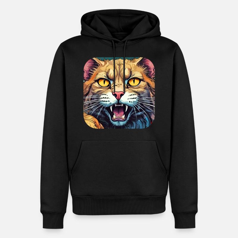Wilde Katze - Männer Premium Bio Hoodie - Schwarz