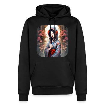 Jolie fille manga anime dans le style geisha - Sweat à capuche Premium bio Homme - noir - Devant - Nico (187cm)