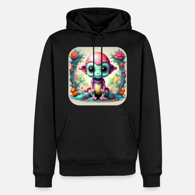 Alien mignon de science-fiction - Sweat à capuche Premium bio Homme - noir