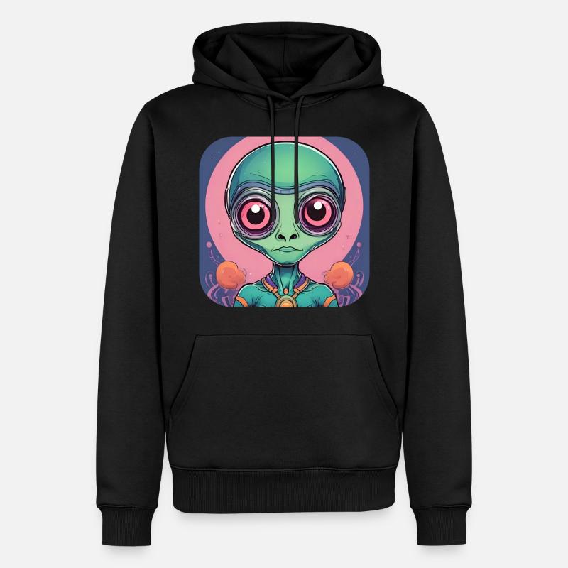 Alien mignon de science-fiction - Sweat à capuche Premium bio Homme - noir