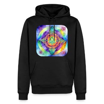 Symbol in bright colours - Men’s Premium Organic Hoodie - black - Front - Nico (187cm)