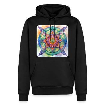 Symbol in bright colours - Men’s Premium Organic Hoodie - black - Front - Nico (187cm)