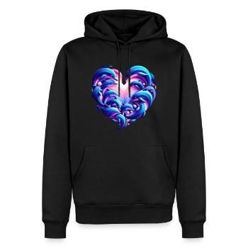 Delfin Liebesherz Fusion - Männer Premium Bio Hoodie - Schwarz - Vorne - Nico (187cm)