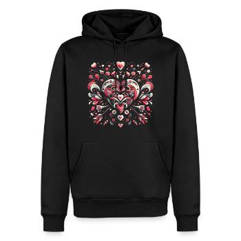 Coeur Fusion Elégance - Sweat à capuche Premium bio Homme - noir - Devant - Nico (187cm)