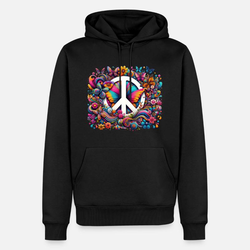 Symphonie de papillons paisibles - Sweat à capuche Premium bio Homme - noir