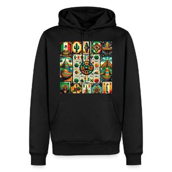 Charme de la Loteria Mexicaine - Sweat à capuche Premium bio Homme - noir - Devant - Nico (187cm)