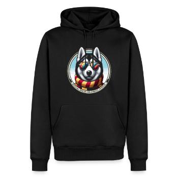 Stilvoller Husky-Schwung - Männer Premium Bio Hoodie - Schwarz - Vorne - Nico (187cm)