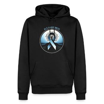 Ruban SLA Espoir - Sweat à capuche Premium bio Homme - noir - Devant - Nico (187cm)