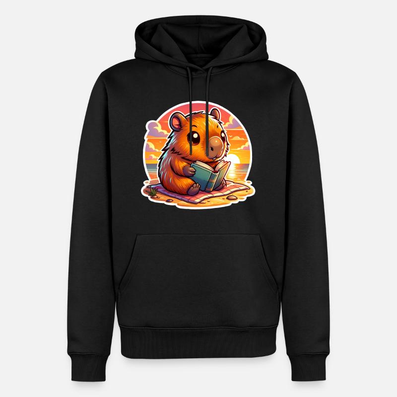 Livres de lecture Capybara - Sweat à capuche Premium bio Homme - noir