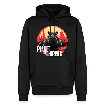 Planet der Nilpferde - Männer Premium Bio Hoodie - Schwarz - Vorne - Nico (187cm)