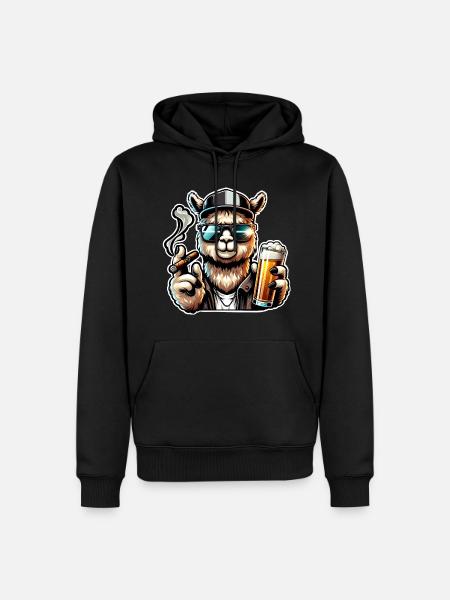Alpaka Bier Zigarre - Männer Premium Bio Hoodie - Schwarz