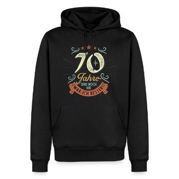 70 Jahre und noch nie war ich besser! - Männer Premium Bio Hoodie - Schwarz - Vorne - Nico (187cm)