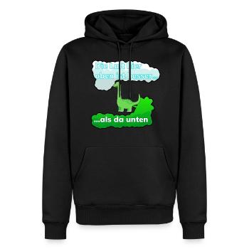 Dino Langhals - Wie ist das Wetter da oben - Männer Premium Bio Hoodie - Schwarz - Vorne - Nico (187cm)