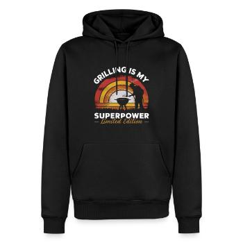 Grilling Is My Superpower Limited Edition - Men’s Premium Organic Hoodie - black - Front - Nico (187cm)