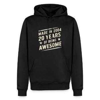 Fabriqué en 2004 20 ans d’être génial - Sweat à capuche Premium bio Homme - noir - Devant - Nico (187cm)