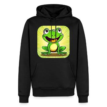 Niedlicher Frosch im Comic Style - Männer Premium Bio Hoodie - Schwarz - Vorne - Nico (187cm)