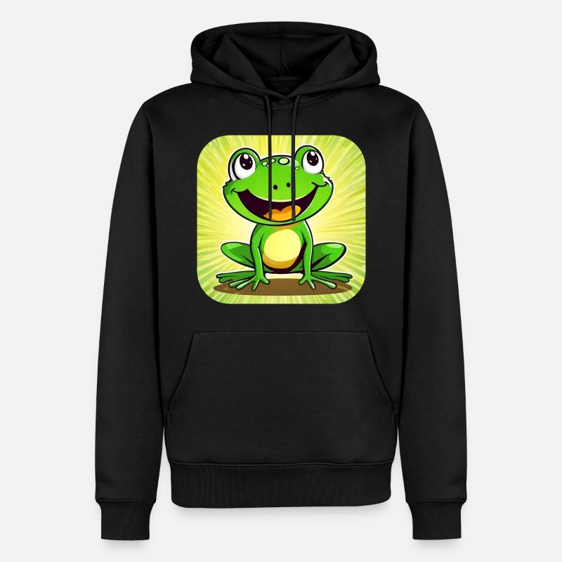 Grenouille mignonne dans le style bande dessinée - Sweat à capuche Premium bio Homme - noir