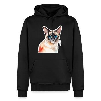 Siamkatze Wasserfarben - Männer Premium Bio Hoodie - Schwarz - Vorne - Nico (187cm)
