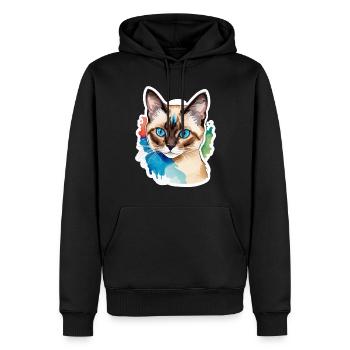 Siamkatze Wasserfarben - Männer Premium Bio Hoodie - Schwarz - Vorne - Nico (187cm)