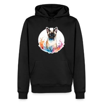 Chat siamois Aquarelles - Sweat à capuche Premium bio Homme - noir - Devant - Nico (187cm)