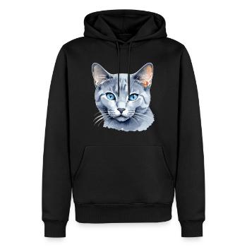 Russisch Blau Katze Wasserfarben - Männer Premium Bio Hoodie - Schwarz - Vorne - Nico (187cm)