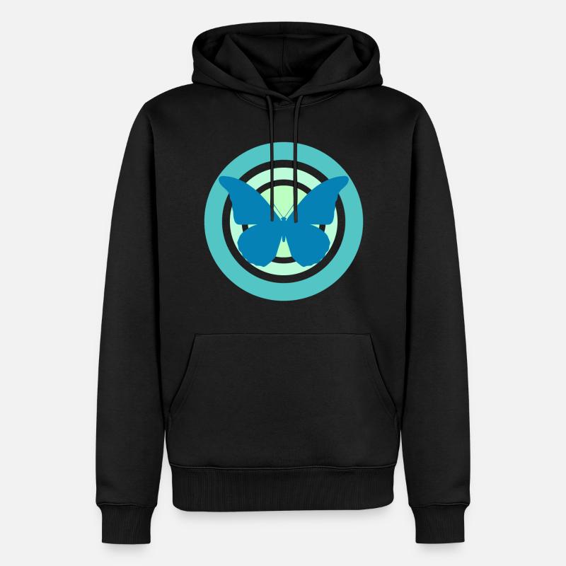 Tons verts papillon - Sweat à capuche Premium bio Homme - noir