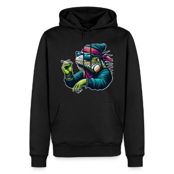Cool Iguana Rocker - Men’s Premium Organic Hoodie - black - Front - Nico (187cm)