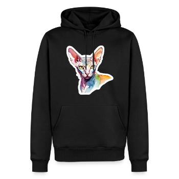 Sphynx Katze Wasserfarben - Männer Premium Bio Hoodie - Schwarz - Vorne - Nico (187cm)
