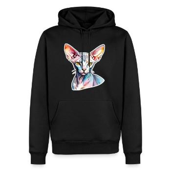 Sphynx Katze Wasserfarben - Männer Premium Bio Hoodie - Schwarz - Vorne - Nico (187cm)