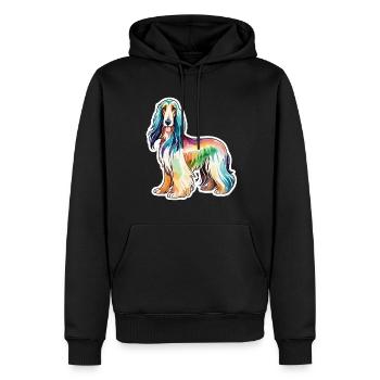 Lévrier afghan aquarelle - Sweat à capuche Premium bio Homme - noir - Devant - Nico (187cm)