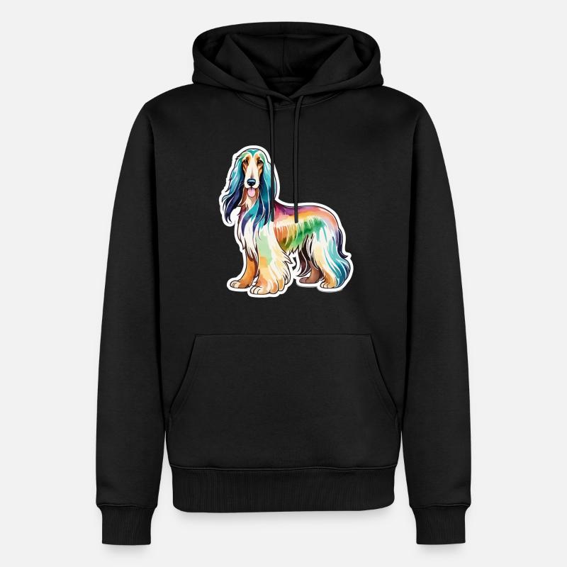 Lévrier afghan aquarelle - Sweat à capuche Premium bio Homme - noir