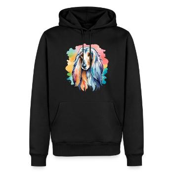 Lévrier afghan aquarelle - Sweat à capuche Premium bio Homme - noir - Devant - Nico (187cm)