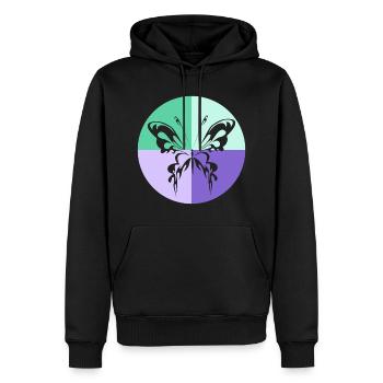 Quatuor de papillons Vert Violet - Sweat à capuche Premium bio Homme - noir - Devant - Nico (187cm)