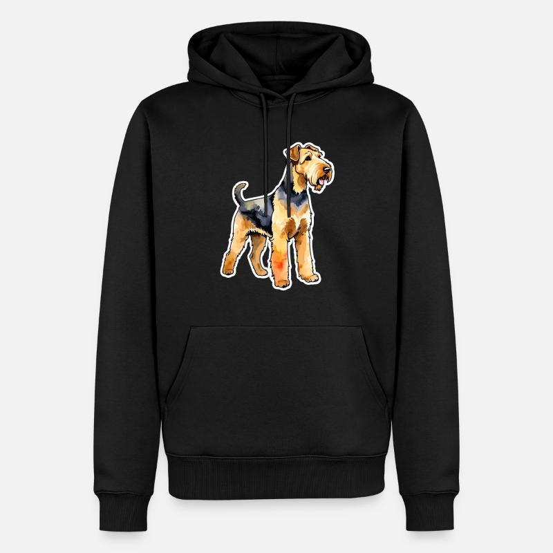 Airedale Terrier Wasserfarben - Männer Premium Bio Hoodie - Schwarz