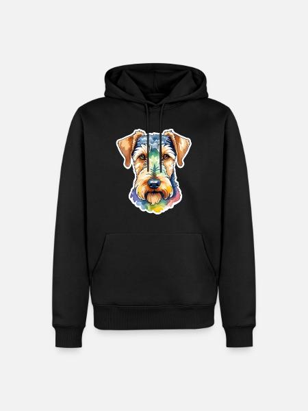 Airedale Terrier Aquarelle - Sweat à capuche Premium bio Homme - noir