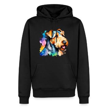 Airedale Terrier Aquarelle - Sweat à capuche Premium bio Homme - noir - Devant - Nico (187cm)