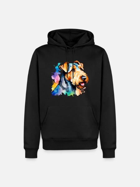 Airedale Terrier Aquarelle - Sweat à capuche Premium bio Homme - noir