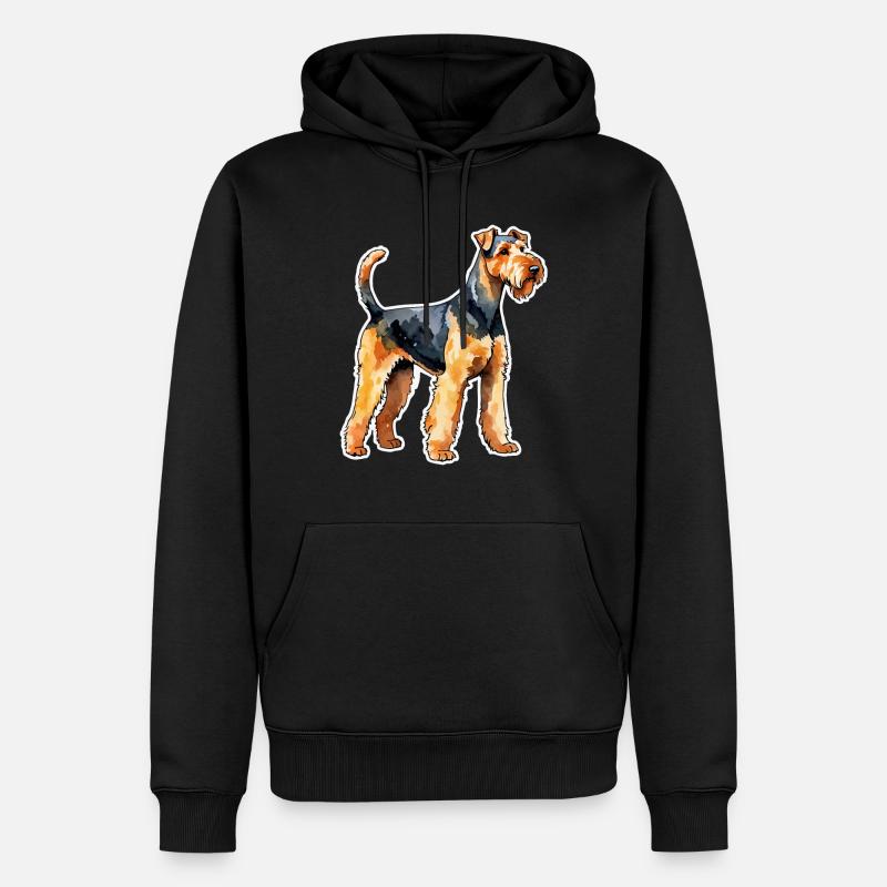 Airedale Terrier Aquarelle - Sweat à capuche Premium bio Homme - noir