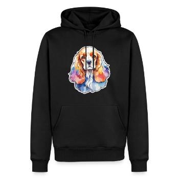 Cocker américain Épagneul Aquarelles - Sweat à capuche Premium bio Homme - noir - Devant - Nico (187cm)