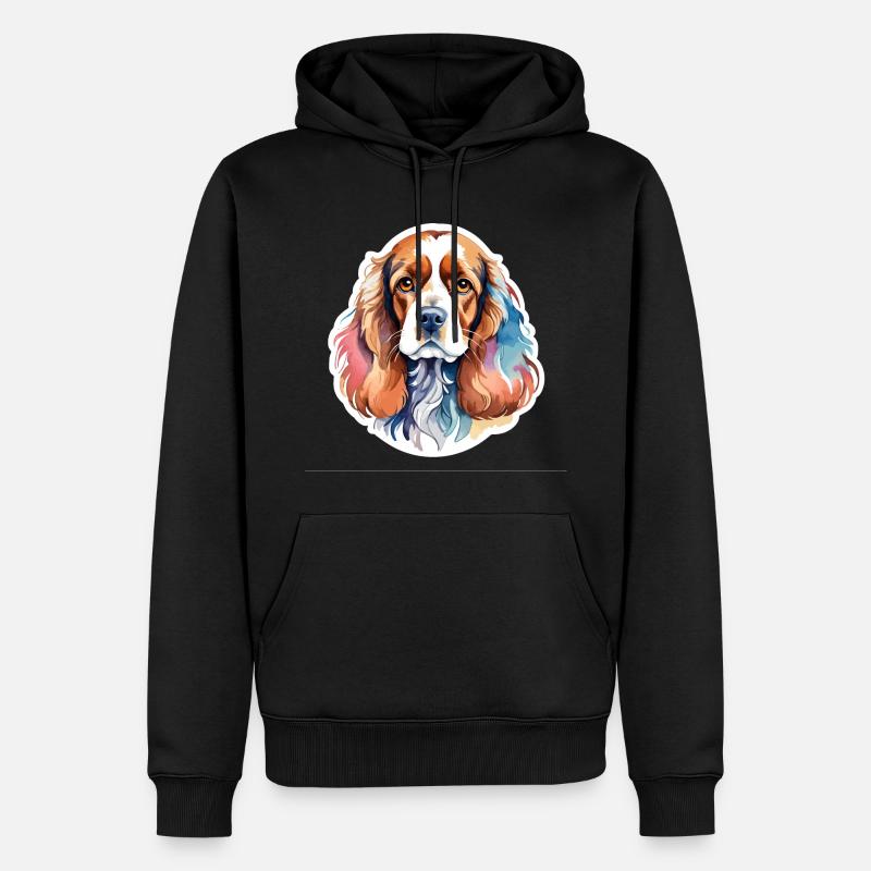 Cocker américain Épagneul Aquarelles - Sweat à capuche Premium bio Homme - noir